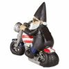 Accent Plus Biker Gnome Solar Garden Statue