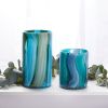 Accent Plus Blue Swirls Cylinder Glass Vase - 6.5 inches