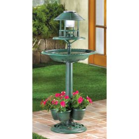 Accent Plus Solar-Lighted Birdbath and Planter