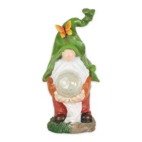 Accent Plus Leaf-Hat Gnome Holding Orb Solar Garden Light