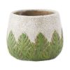 Accent Plus Cement Flower Pot Set - Green Leaves