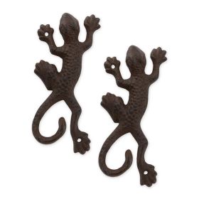 Accent Plus Cast Iron Lizard Wall Hooks - Set of 2