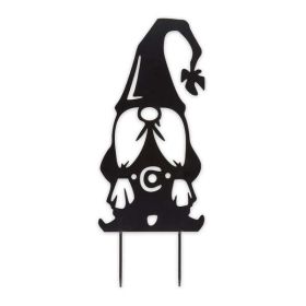 Accent Plus Metal Gnome Garden Stake - Black Hat