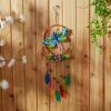 Accent Plus Glass Leaves Colorful Wind Chimes - Dragonfly