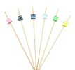 100 Pcs Bamboo Fruit Picks Fancy Cocktail Sticks Appetizer Toothpicks [I]