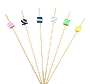 100 Pcs Bamboo Fruit Picks Fancy Cocktail Sticks Appetizer Toothpicks [I]