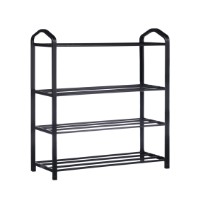 YSSOA 4-Tier Stackable Shoe Rack; 12-Pairs Sturdy Shoe Shelf Storage ; Black Shoe Tower for Bedroom; Entryway; Hallway; and Closet