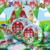 Farm Animals Tableware Party Supplies Decorations Birthday Disposable Paper Plate Dinnerware Set Serves 10 Guests for Boy Kids Perfect Packs Plates; N