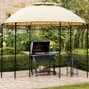 Outdoor Gazebo Steel Fabric Round Soft Top Gazebo, Outdoor Patio Dome Gazebo with Removable Curtains