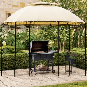 Outdoor Gazebo Steel Fabric Round Soft Top Gazebo, Outdoor Patio Dome Gazebo with Removable Curtains