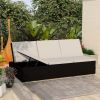 vidaXL Convertible Sun Bed with Cushion Poly Rattan Black