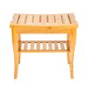 Bamboo Spa Bath Shower Stool & Bench with Storage Shelf, Shower Bath Seats for Adults Seniors Disabled Women Handicap Elderly Tileable