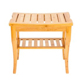 Bamboo Spa Bath Shower Stool & Bench with Storage Shelf, Shower Bath Seats for Adults Seniors Disabled Women Handicap Elderly Tileable