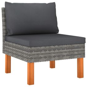 vidaXL Middle Sofa Poly Rattan and Solid Eucalyptus Wood