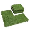 8Pcs 12"Lx12"W Squares Artificial Realistic Grass Tiles; Grass Interlocking Synthetic Thick Turf Flooring with Water Drainage Design; for Garden Lawn