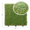 8Pcs 12"Lx12"W Squares Artificial Realistic Grass Tiles; Grass Interlocking Synthetic Thick Turf Flooring with Water Drainage Design; for Garden Lawn