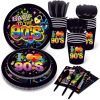 90s Birthday Paper Plates Party Skating Post Tape Audio Hip Hop Disposable Tableware Set Party Supplies Tissue Theme Cup Dinnerware Cutlery Kits Serve