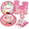 Candyland Plates Colorful Candies Lollipops Disposable Paper Plates Party Supplies Happy Birthday Parties Tableware Kit for Kids Dinner Plates;  Napki