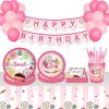 Candyland Plates Colorful Candies Lollipops Disposable Paper Plates Party Supplies Happy Birthday Parties Tableware Kit for Kids Dinner Plates;  Napki