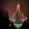 3D Fireworks Glass Vase Humidifier with 7 Color Led Night Light Aroma Essential Oil Diffuser Cool Mist Maker for Home Office