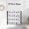 YSSOA 4-Tier Stackable Shoe Rack; 12-Pairs Sturdy Shoe Shelf Storage ; Black Shoe Tower for Bedroom; Entryway; Hallway; and Closet