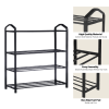 YSSOA 4-Tier Stackable Shoe Rack; 12-Pairs Sturdy Shoe Shelf Storage ; Black Shoe Tower for Bedroom; Entryway; Hallway; and Closet