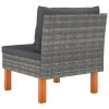 vidaXL Middle Sofa Poly Rattan and Solid Eucalyptus Wood