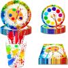 Artist Painting Party Supplies Birthday Paper Plates Disposable Tableware Set Art Palette Paint Dinnerware Baby Showers Party Cutlery Serves 8 Guests