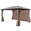 vidaXL Gazebo with Curtain Brown Aluminum 157.5"x118.1"