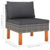 vidaXL Middle Sofa Poly Rattan and Solid Eucalyptus Wood