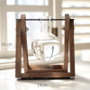 Hot selling water planting glass flower vase with wooden frame chinese home decor modern mini table vase