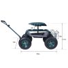 Rolling Garden Cart with Tool Tray & 360 Swivel Work Seat