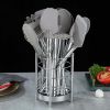 Silver 38 Pieces Silicone Kitchen Utensils Set With Sturdy Stainless Steel Utensil Holder