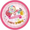 Candyland Plates Colorful Candies Lollipops Disposable Paper Plates Party Supplies Happy Birthday Parties Tableware Kit for Kids Dinner Plates;  Napki