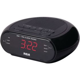 RCA RC205A Dual Alarm Clock Radio with Red LED & Dual Wake