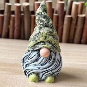 1pc Garden Gnome Resin Statue; Faceless Doll Figures Miniature Home Decoration For Lawn Ornaments Indoor Or Outdoor Patio Deck Yard Garden Lawn Porch (Color: GREEN)