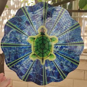 Creative 3D Kinetic Stainless Steel Wind Spinner Outdoor Garden Hanging Decoration Mandala Butterfly Design Wind Chime Spinner (Color: Turtle, size: 30cm 12inch)