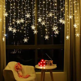 1pc; LED Star Curtain Lamp; USB Plug 11.5ft Festival Lights; Valentine's Day Decorative; Indoor; Outdoor; Wedding Party; Window Bedroom New Year Decor (Color: Warm White, size: 110V Plug-in LED 4 Meters And 19 Sags)