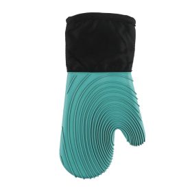 Silicone Insulated Gloves Microwave Oven High Temperature Kitchen Anti-Hot Gloves (Color: GREEN)