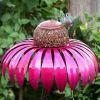 Cone Flower Bird Feeder Outdoor Garden Art Metal Bird Feeder Bring Support