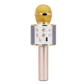2022 Wireless karaoke microphone Bluetooth Micro Karaoke Home For Music Player Singing microfono Mic microphone for sing (Color: gold mic)
