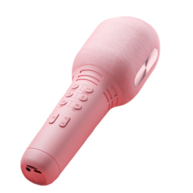 Wireless Karaoke Microphone Bluetooth 5.0 USB Handheld Condenser Mic Portable Professional Speaker Mini Home KTV Player Singing (Color: Pink)