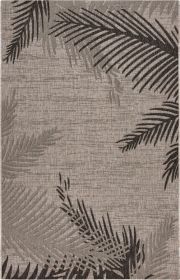 Home Decor Indoor/Outdoor Accent Rug Touch Of Palm Accent Rug (Color: Beige | Black, size: 5'0" X 7'0")