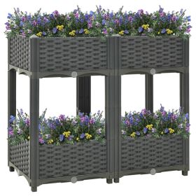 vidaXL Raised Bed 31.5"x15.7"x28" Polypropylene (Color: Grey)