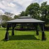 13x10ft Outdoor Patio Gazebo Canopy Tent With Ventilated Double Roof And Mosquito net (Detachable Mesh Screen On All Sides), Suitable for Lawn, Garden