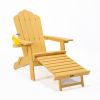 TALE Folding Adirondack Chair with Pullout Ottoman with Cup Holder, Oversized, Poly Lumber,  for Patio Deck Garden, Backyard Furniture, Easy to Instal