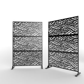 6.5 ft. H x 4 ft. W Laser Cut Metal Privacy Screen;  24"*48"*3 panels (Color: Black, Material: Galvanized steel)