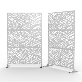 6.5 ft. H x 4 ft. W Laser Cut Metal Privacy Screen;  24"*48"*3 panels (Color: White, Material: Galvanized steel)