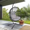 Hanging Chair;  Indoor Outdoor Hanging Egg Chair with Stand;  Durable Wicker Porch Swing Hammock Chair Sets;  Heavy Duty UV Protective Frame and Water