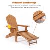 TALE Folding Adirondack Chair with Pullout Ottoman with Cup Holder, Oversized, Poly Lumber,  for Patio Deck Garden, Backyard Furniture, Easy to Instal